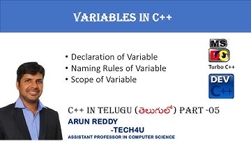 C++ IN TELUGU PART 5 - VARIABLES IN C++ TELUGU || C++ VARIABLES  TELUGU || SCOPE OF VARIABLE TELUGU