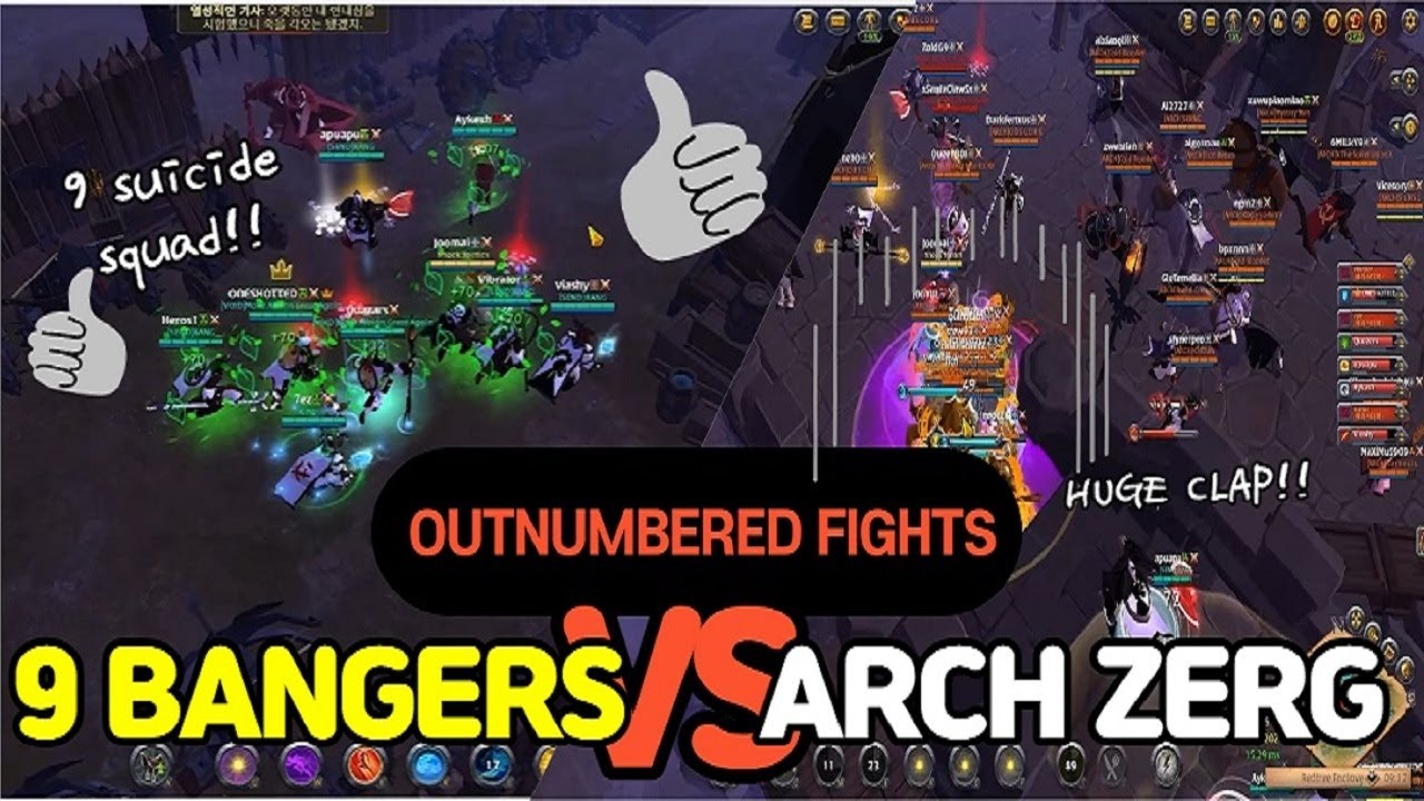 Albion Online 9 BANGERS VS 40+ ARCH ZERG!! Outnumbered fights YouTube
