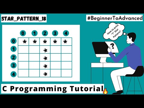 🔴 Star Pattern Program : 18, in C Language, in Hindi | " T " Star Pattern | C Programming Tutorial