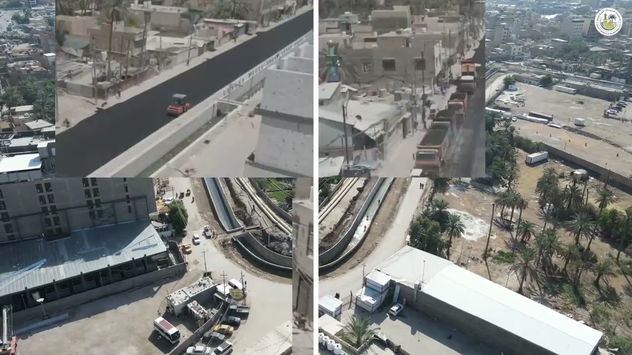 بلدية كربلاء🎥 شاهدوا بالفيديو مراحل إنجاز مشروع شوارع منطقة البوبيات  المرحلة الاولى