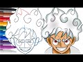 Comment apprendre  dessiner luffy gear 5  one piece tape par tape facilement tuto draw