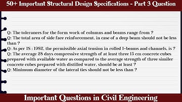 MCQ Questions Structural Design Specifications - Part 3 with Answers