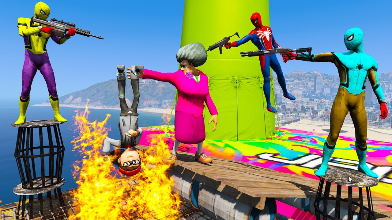 Scary Teacher 3D Spiderman vs Miss'T - Spiderman vs Miss'T Учительница с Зелёным Человеком-пауком