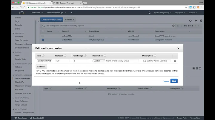 Fix load balancer 504 Gateway timeout in AWS