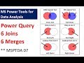MSPTDA 07: Power Query: 6 Types of Joins, 6 Types of Merges: 9 Examples