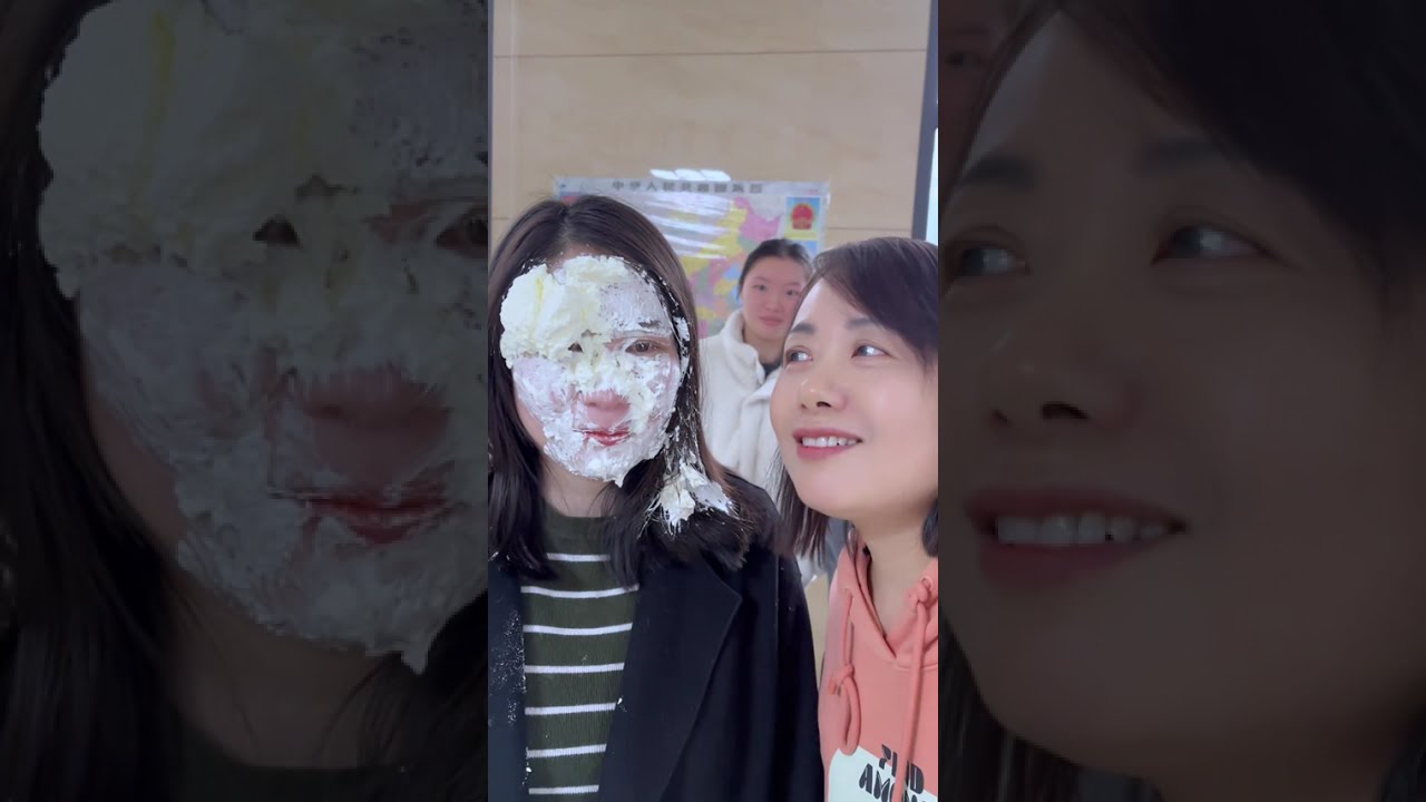 パイ投げ 顔面パイ 顔面クリーム pie face Messy Girl #搞笑游戏 数字扫雷