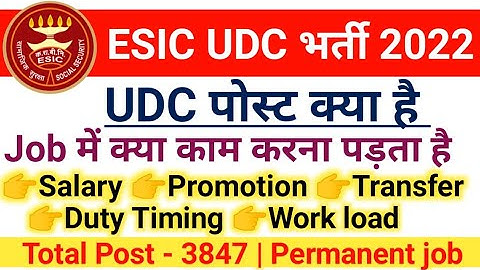 ESIC UDC Job Profile|ESIC UDC Salary|ESIC UDC Kya hai in hindi|Promotion,Duty,Transfer|#esicudc2022
