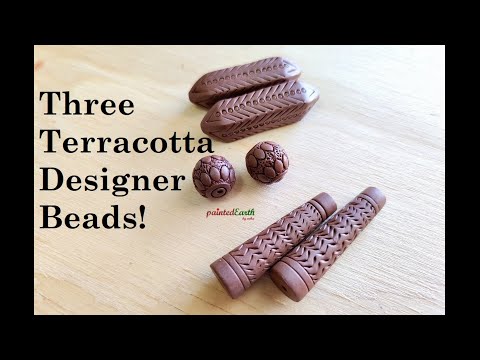 'Three Designer Terracotta Beads' | paintedearthbyneha | Terracotta