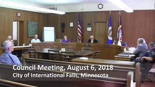 City Council Meeting for August 6, 2018