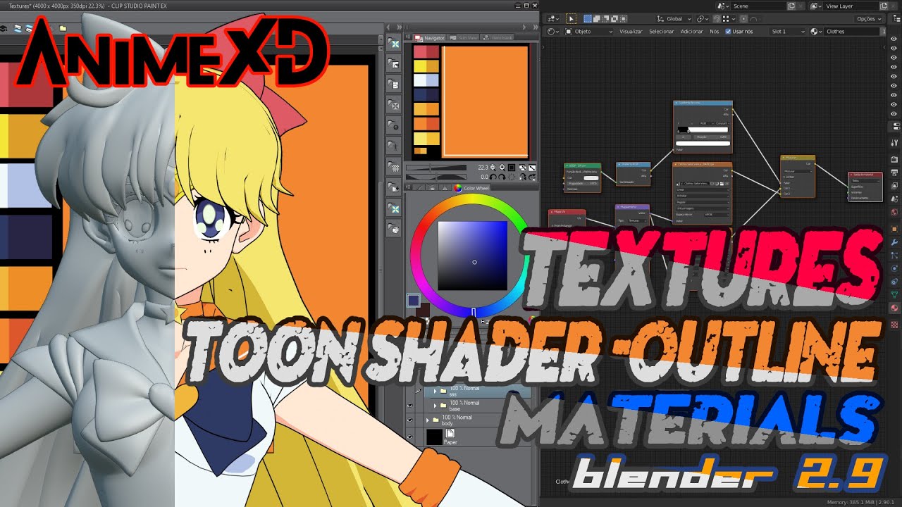 Toon shader, Textures and Outline materials - blender 2.9 - #07