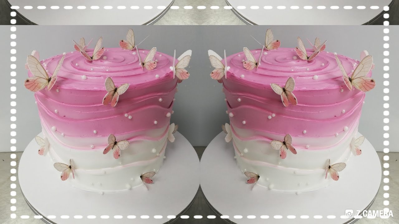 How to make a whipped cream cake and edible butterfly decorating //