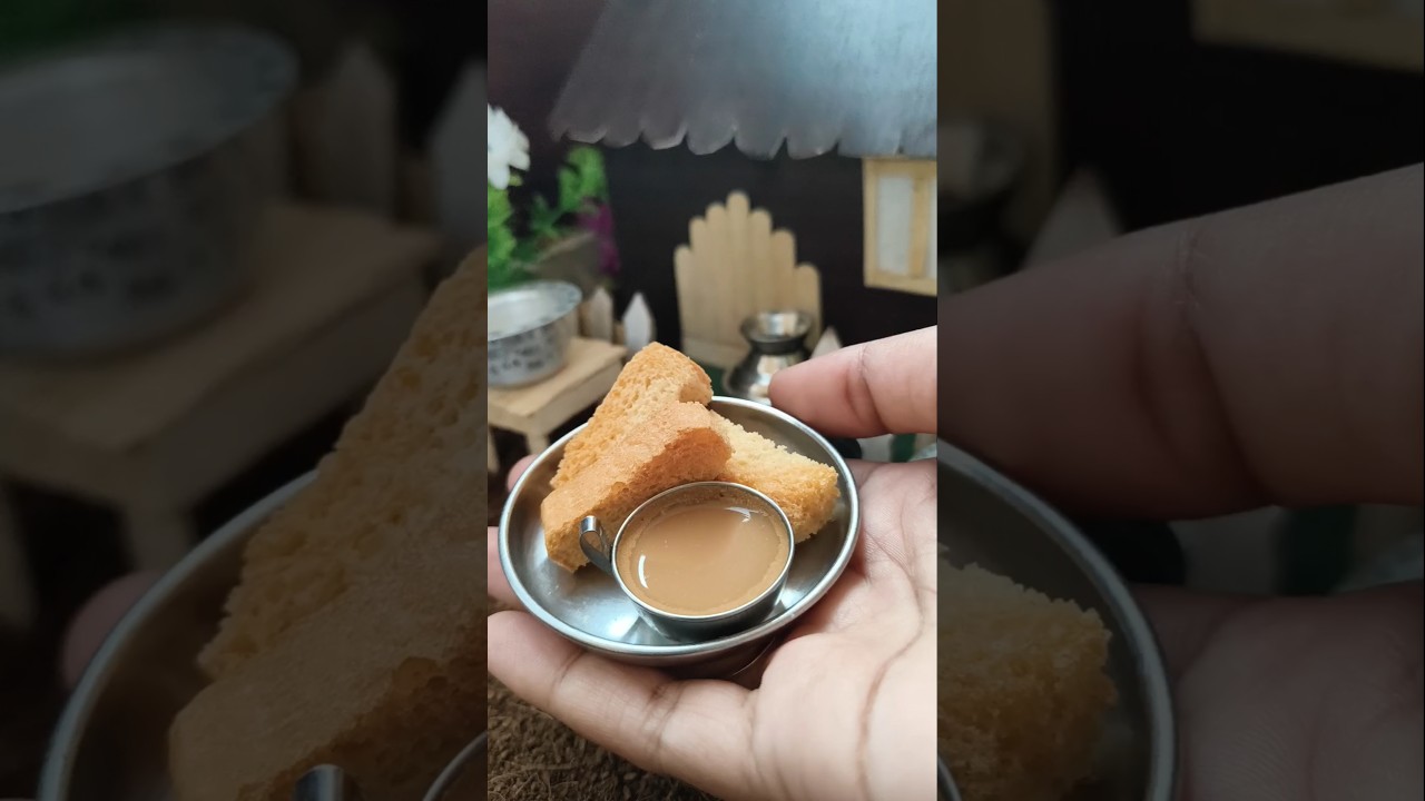 “coconut milk Chai🥥☕ in coconut shell with Crispy Rusk | Tiny Cooking Special”