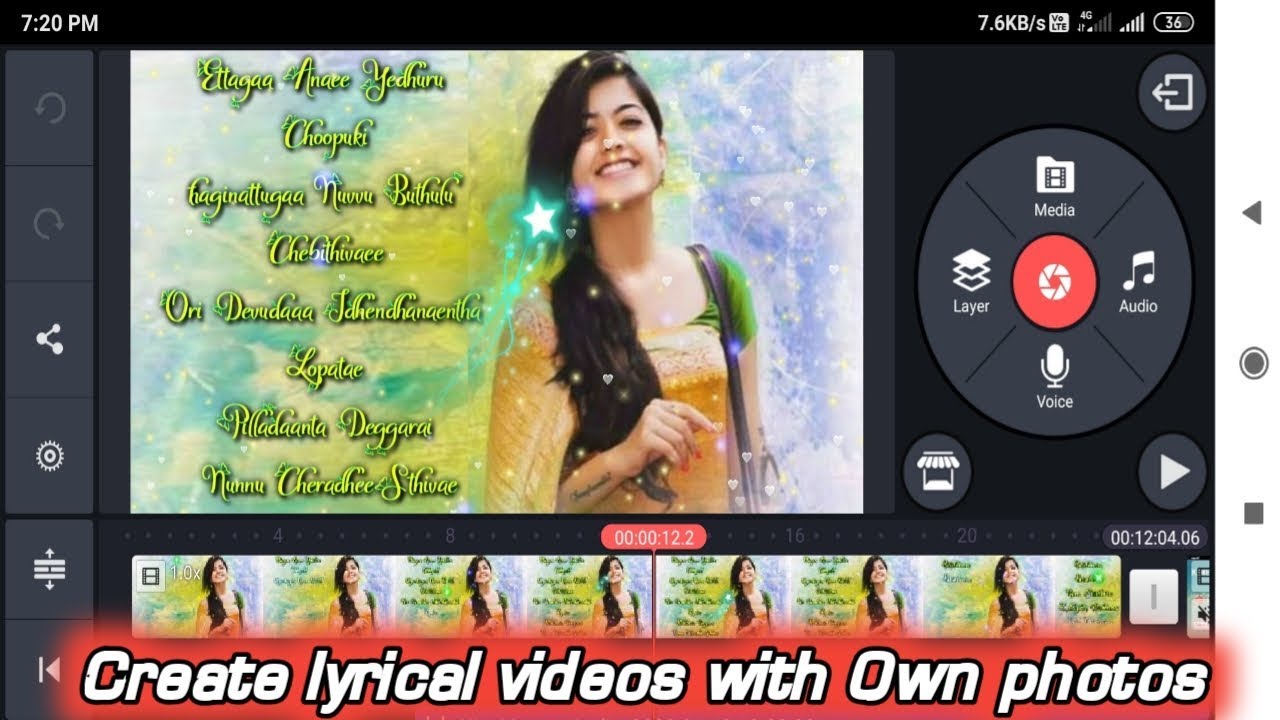 How to make lyrical video Kinemaster in telugu 2020create