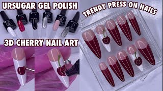 Watch Me Work: Trendy 3D Cherry Nails | URSUGAR Gel Polish | Press On Nails That Look Like Acrylic