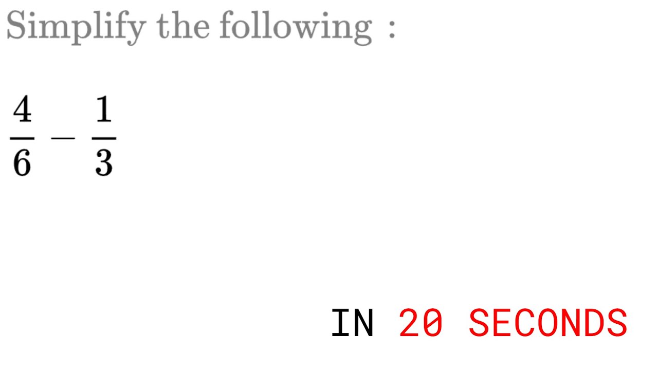 4/6 - 1/3 | Fast Solution | Fraction Basic Operation | easy