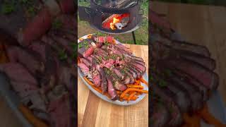 Coffee Crusted Ribeyes with Honey Chili Butter Recipe | Over The Fire Cooking by Derek Wolf