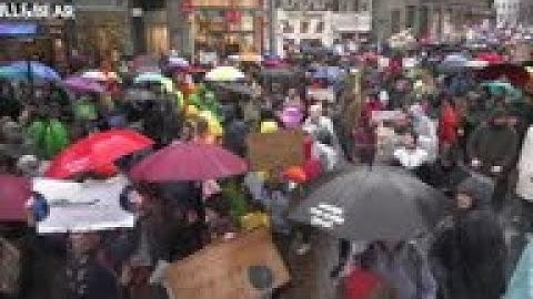 Betogers trotseren regen voor klimaatmars in Amsterdam
