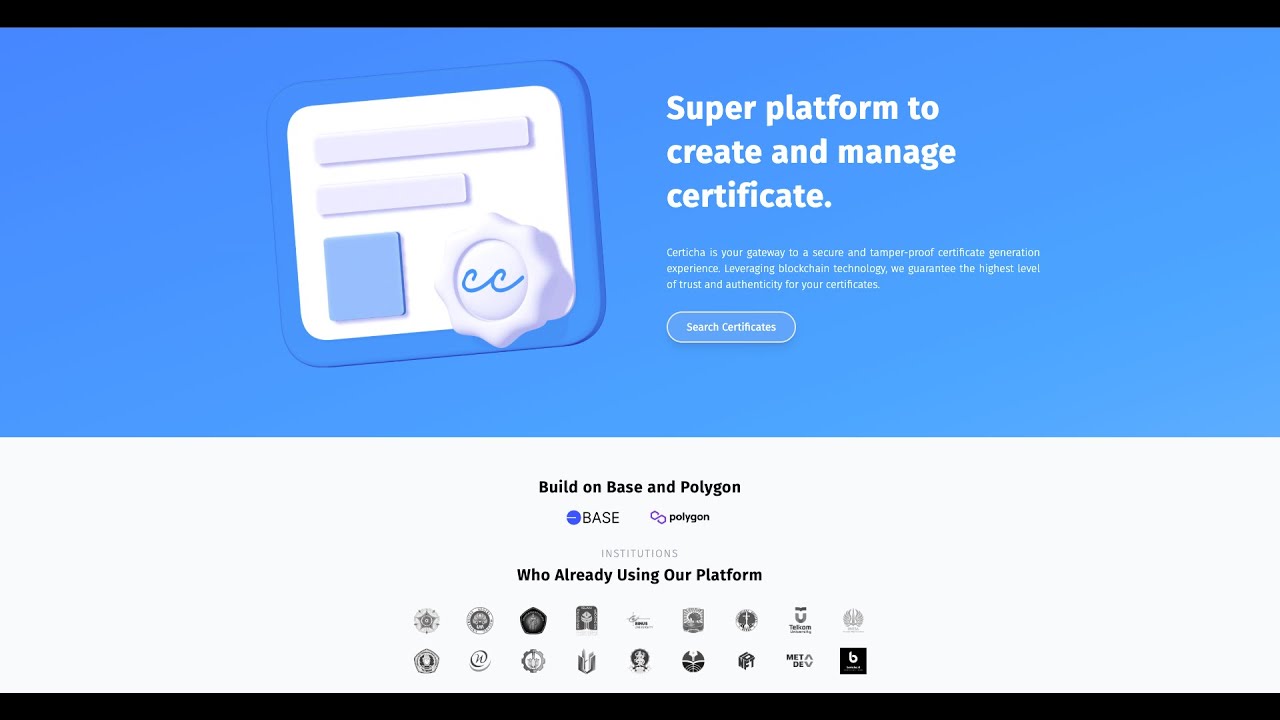 Certicha - Blockchain Certificate Web (DEMO) - YouTube