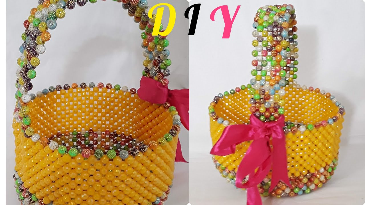how to make a beaded fruit basket//how to make flower basket//putir fruit basket //beaded handbag