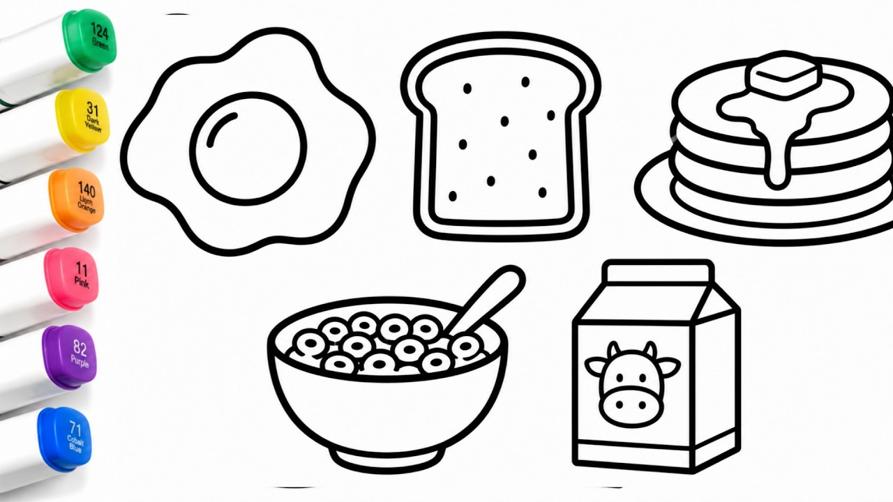 5 Easy Breakfast Foods to Draw for Kids | Simple Drawing Tutorial - YouTube