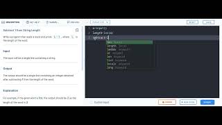subtact 1 from string length 1c-coding practice ccbp#4 Profile