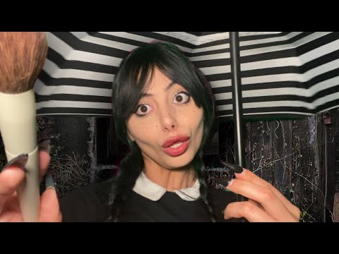 1 Minute ASMR~ Wednesday Addams wannabe does your makeup (fast & aggressive) 🖤