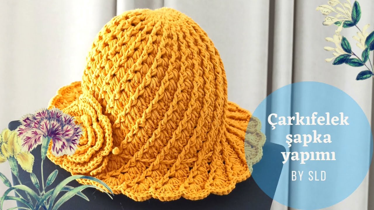 Yazlık çiçekli şapka yapımı - tığ işi şapka nasıl yapılır?