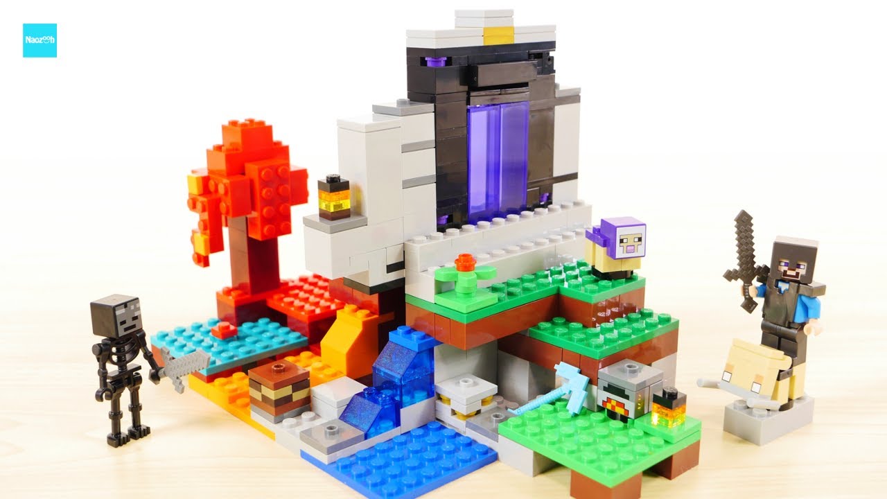レゴ マインクラフト 荒廃したポータル ネザライト フル装備 Lego Minecraft The Ruined Portal Speed Build Review Youtube