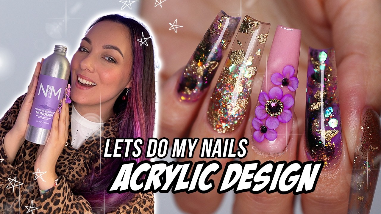 💜 Let's Do My Nails Together | Gold, Purple & Black Acrylic Nails