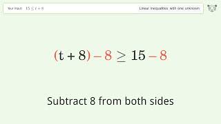 15 Less Than Or Equal To T8  Solve Linear Inequalities With One Unknown