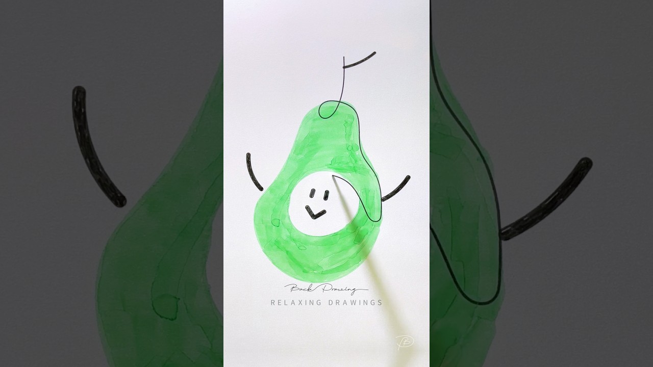 Back Drawing / avocado _ Relaxing Drawings _ concentration pen drawing