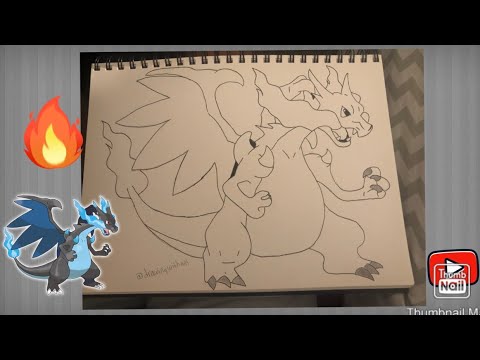 speed drawing mega charizard x youtube