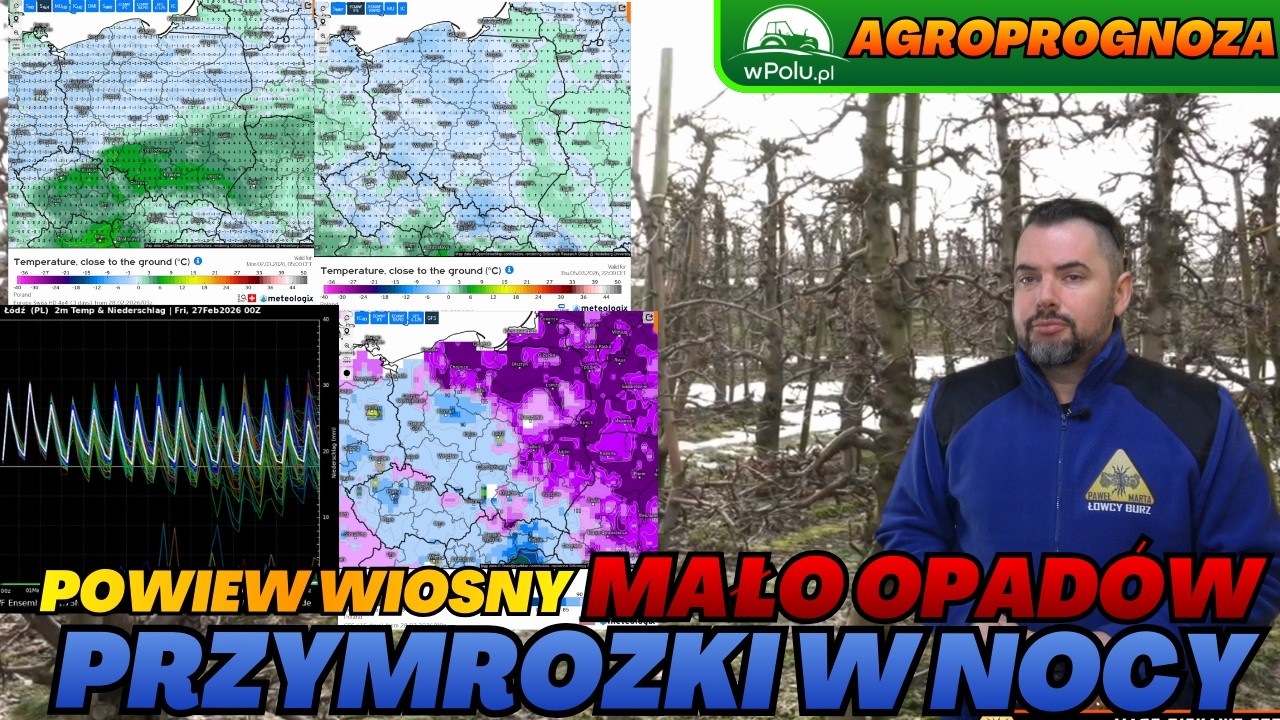 Przymrozki w nocy. Duża amplituda temperatur. Mało opadów. Powiew wiosny w tygodniu. Agroprognoza