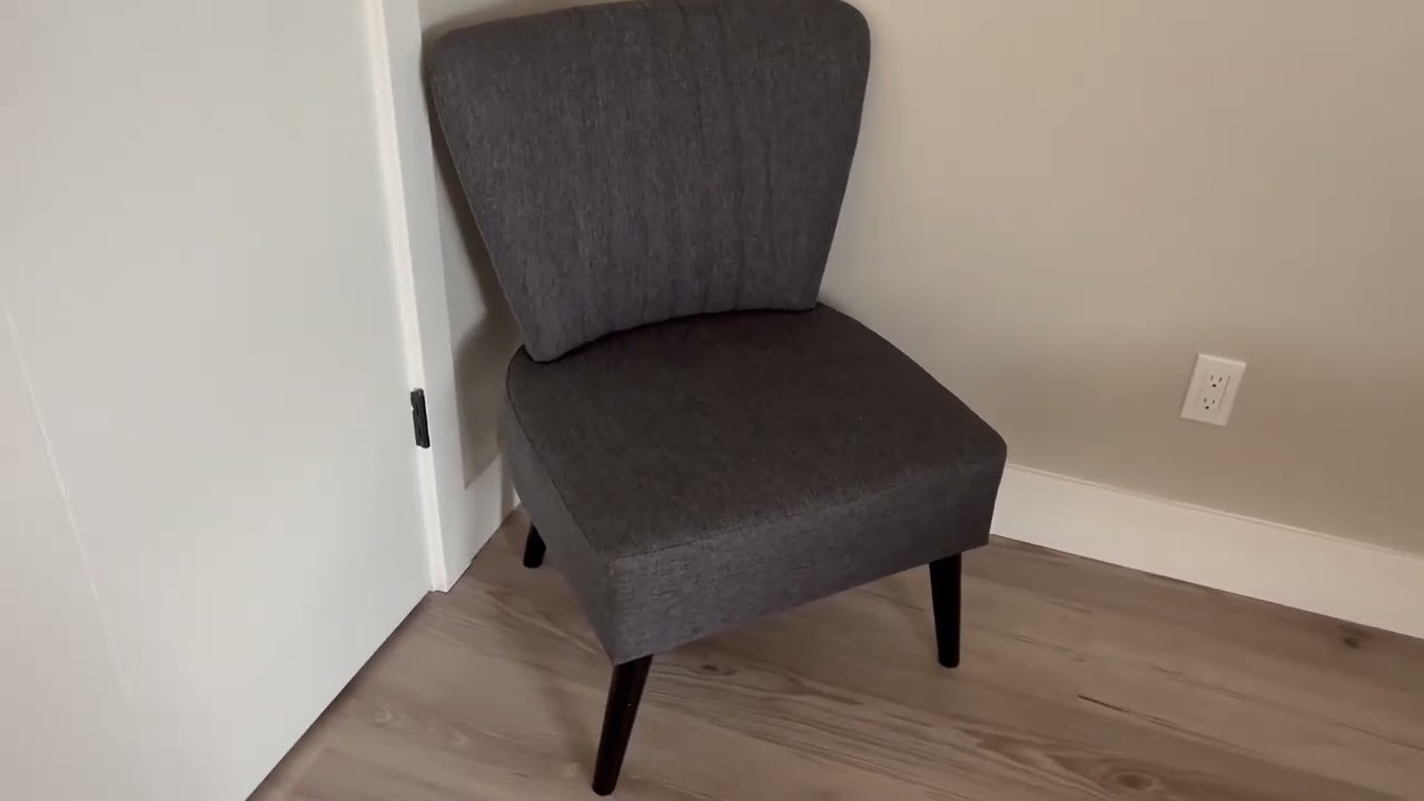 Modern 25' Gray Lounge Chair Living Room, Side Chair Wingback Silhouette,Vertical Channel Tufting Th