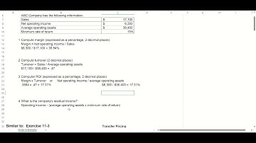 Managerial Accounting - Chapter 11 (Video 1) - ROI, Margin, Turnover, Residual Income - 2023