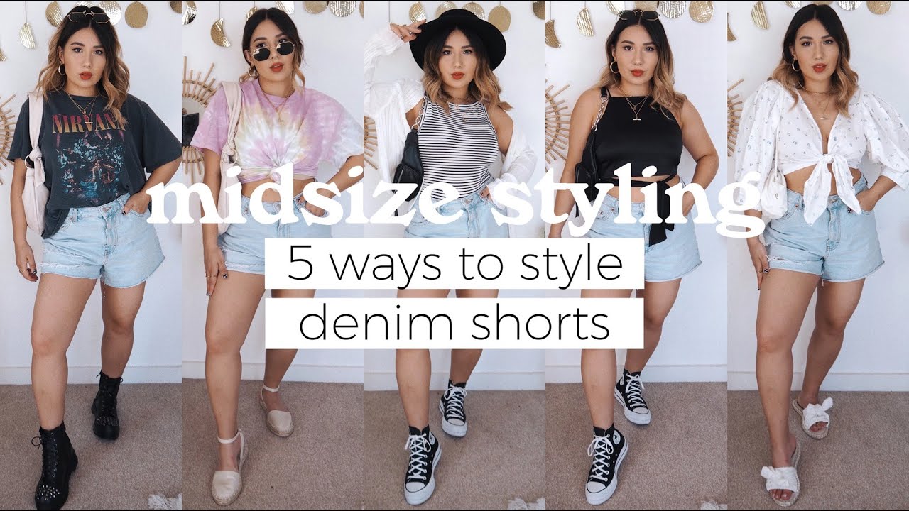 5 Ways To Style Denim Shorts | Midsize Styling - YouTube