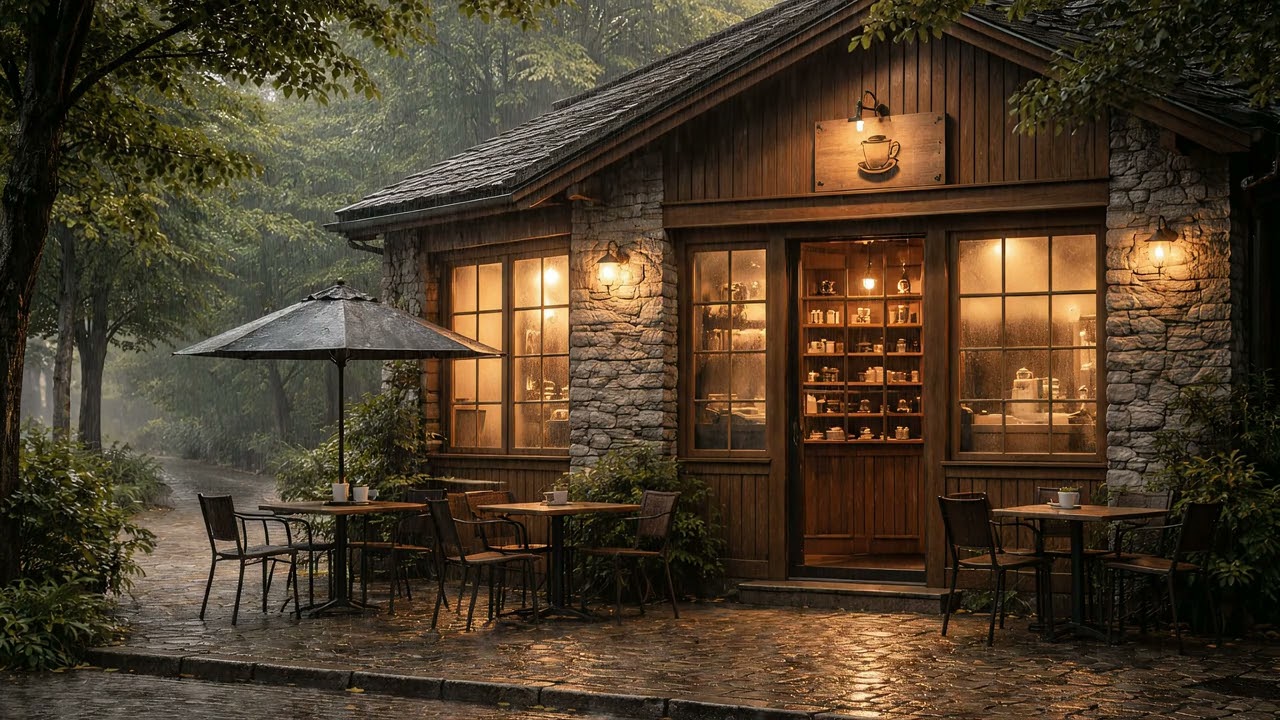 Cafe in the Rain — Soothing Instrumental & Natural Rain Sounds
