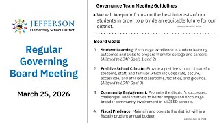 JESD Regular Board Meeting: March 25, 2026