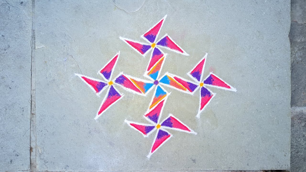 स्वास्तिक रांगोळी 🌹सुंदर आणि छोटी ठिपक्यांची रांगोळी