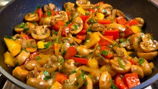 Incredibly delicious fried mushrooms with vegetables! Easy and fast!