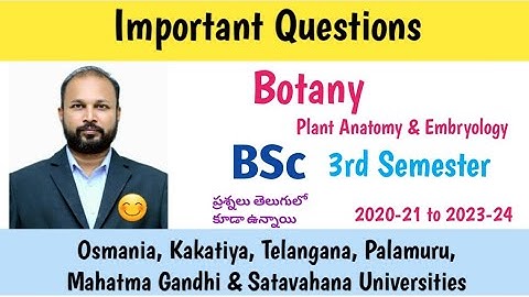 Botany | Important Questions 2023 | BSc 3rd Semester | UG | Degree | OU KU PU MGU SU TU