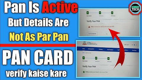 Pan is active but details are not as par pan | pan verify kaise kare | verify pan