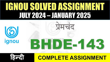 BHDE 143 Solved Assignment 2024-25 || bhde-143 solved assignment in Hindi || July 2024 to Jan 2025
