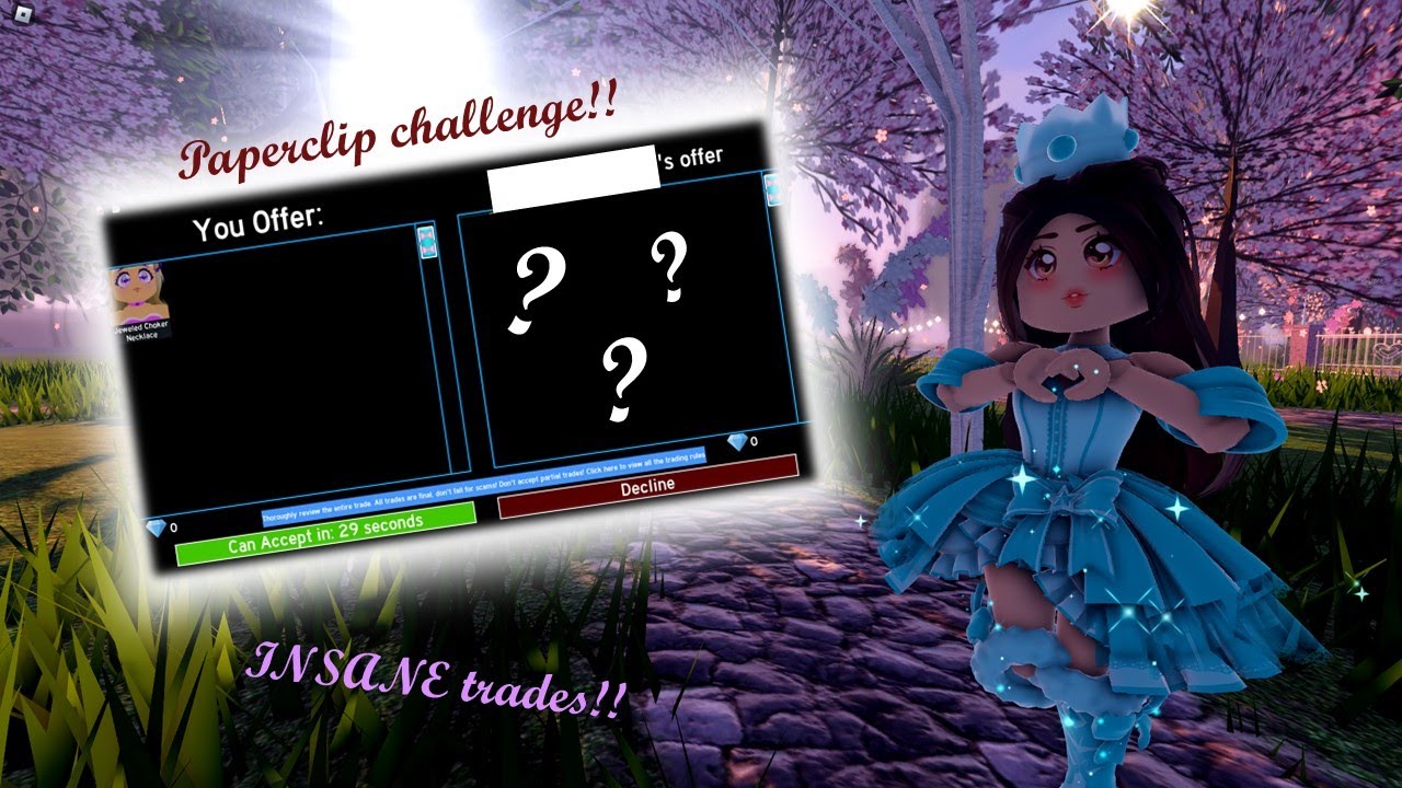 Doing the PAPERCLIP CHALLENGE in RH!!! *INSANE TRADES* Rh challenges 🏰