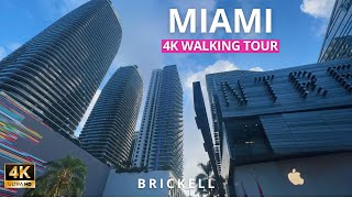 Downtown MIAMI Brickell Walking Tour 4K ❤️ Sunset Stroll - Skyline Views and Urban Vibes 🚶‍♂️