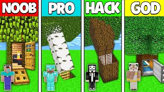 Minecraft Battle: NOOB vs PRO vs HACKER vs GOD! INSIDE TREE HOUSE BUILD CHALLENGE in Minecraft