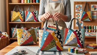 Creative Idea with Fabric Scraps Recycling | DIY Patchwork Handmade Bag Tutorial