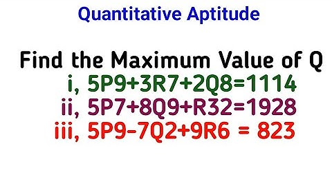 Find the Maximum value of Q | Quantitative Aptitude | Competitive Exam
