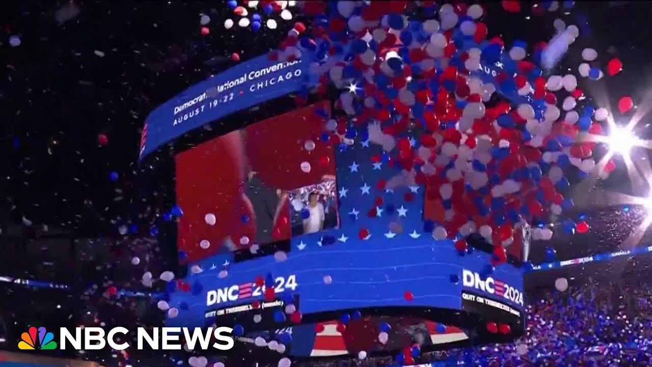 Watch balloons drop at DNC after Harris concludes rousing speech