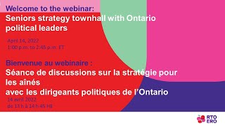 2022 Ontario town hall - Seniors strategy